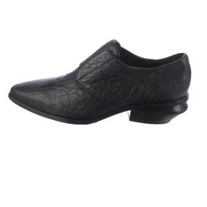 Alexander Wang Ines Oxford Black Leather Laceless Brogue Ankle Boots Size 7